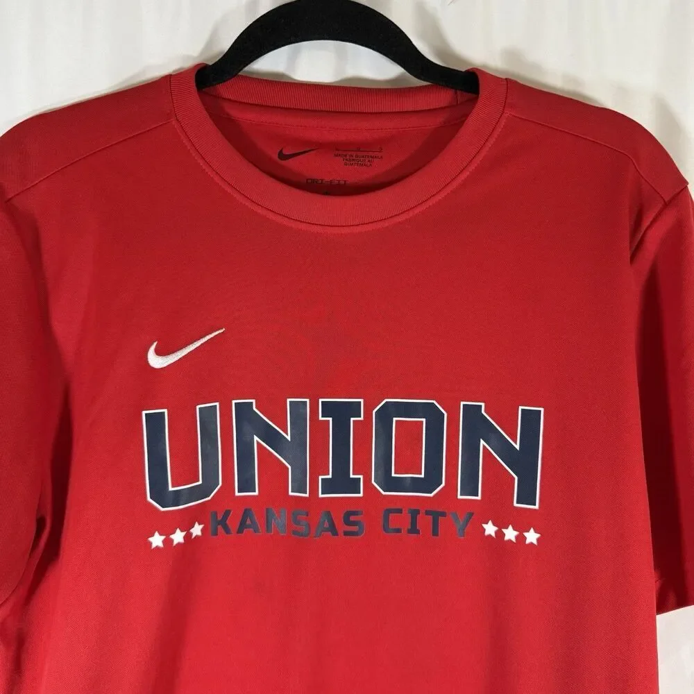 Union Kansas City Nike Shirt Unisex Large Red Graphic Print 14 Short Sleeve Socc